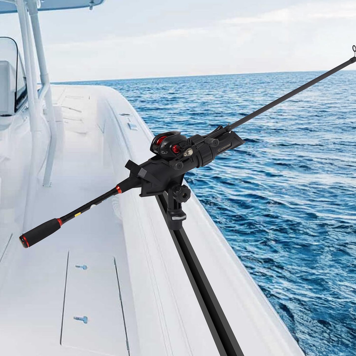 Hitorhike Fishing Rod Holder Universal Fit Kit with Mount Allows for 360-degree Adjustment Kayak Fishing Boat Rod Holder (Fishing Rold Holder x1+Mini Track Mount x1)