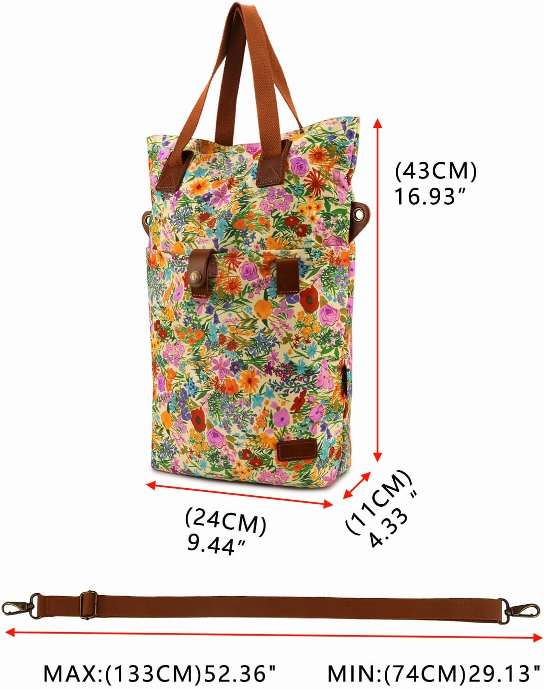 TOURBON Canvas Clip-On Quick-Release Bike Panniers Women's Shoulder Tote Bag
