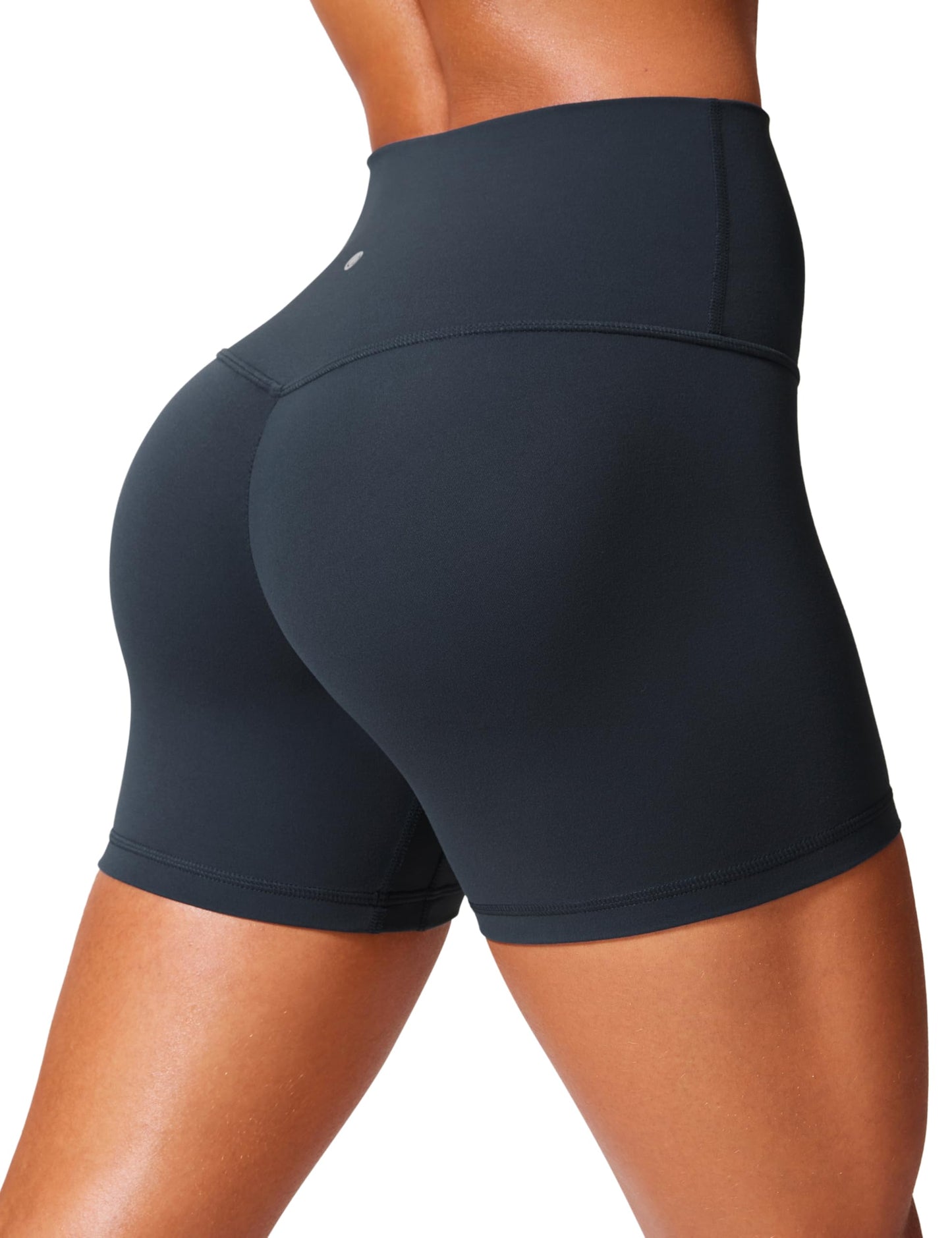 CRZ YOGA Secretsculpt Butterlift Biker Shorts 4" - No Front Seam High Waisted Womens Workout Gym Booty Scrunch Butt True Navy Medium