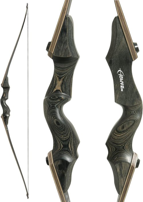 Black Hunter Archery Takedown Bow Longbow American Longbow Adult Right Hand Hunting Wood Bow 60",30-60lbs Target Practice