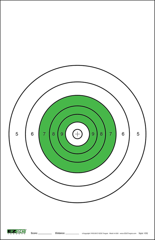 EZ2C Targets Green Style 12 (25 Pack) B-16 B16 25 Yard Slow Fire Pistol Target
