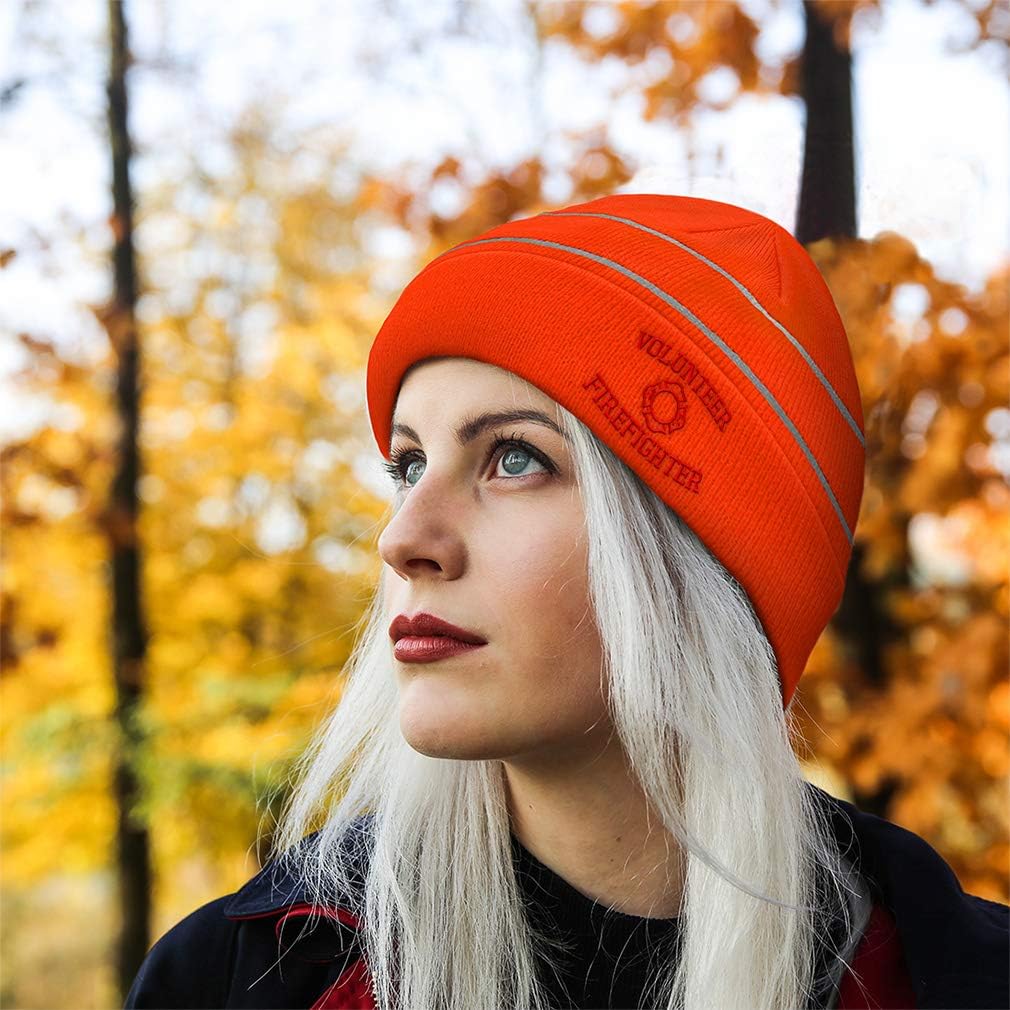 Speedy Pros Reflective Beanie for Men & Women Volunteer Firefighter Embroidery 1 Size