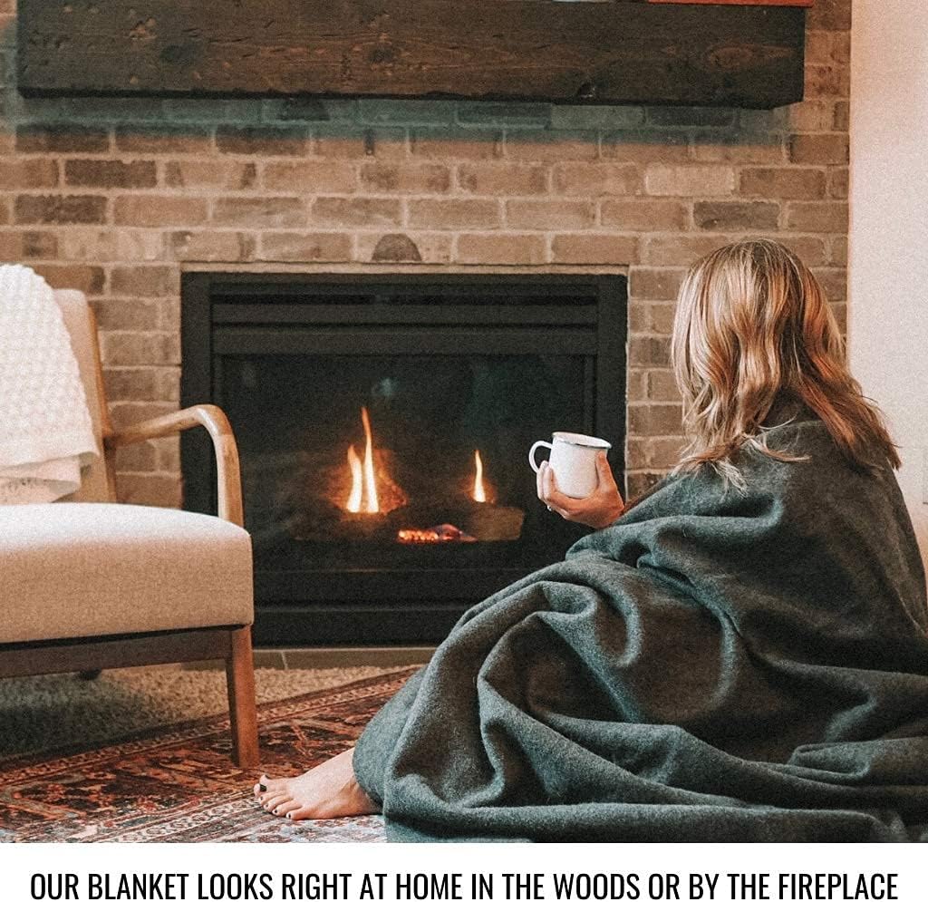 Arcturus Military Wool Blanket - Warm, Thick, Washable - Great for Outdoors, Camping, Stadium Blanket, Picnics, Travel - Car & Bushcraft Survival Kits, Large 64in x 88in 4.5 lb - Olive Green