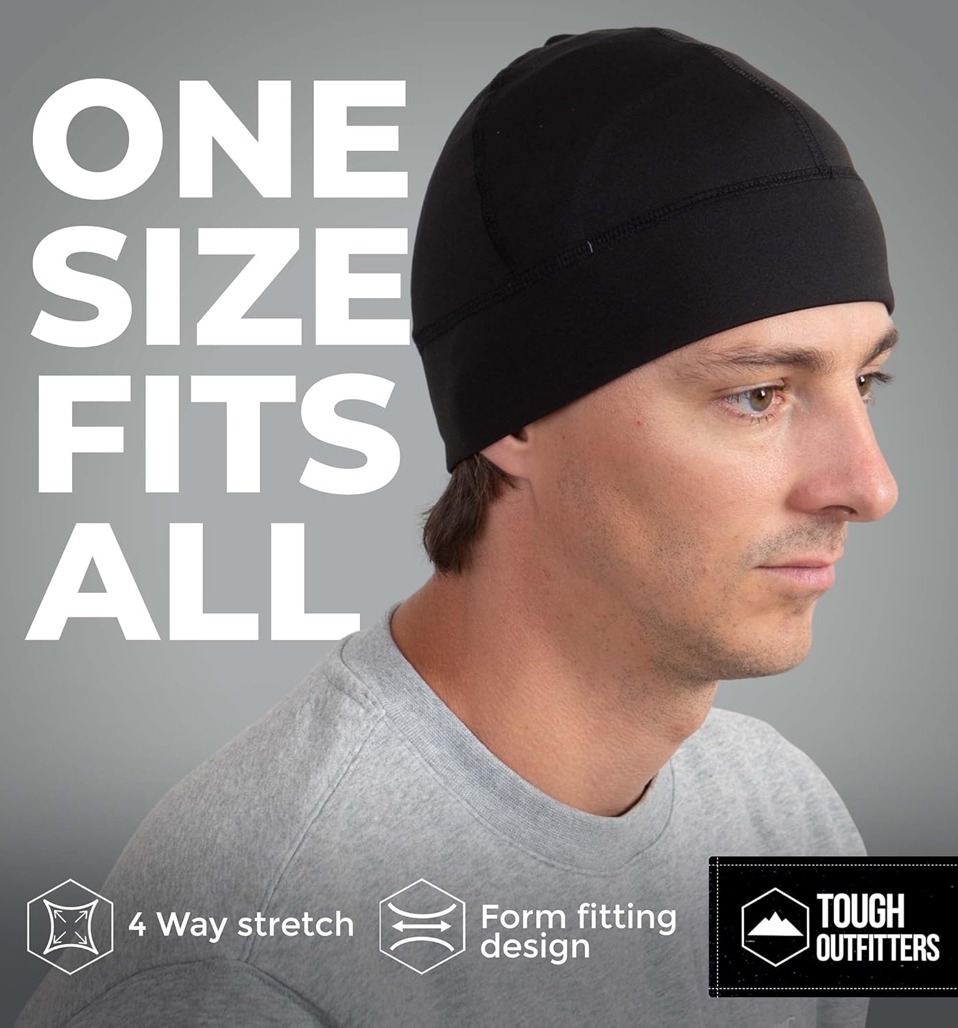 Tough Headwear Skull Cap for Men - Beanie Hats - Skully Beanie Cap - Cooling Skull Caps for Men Locs Sweat Dreads Running