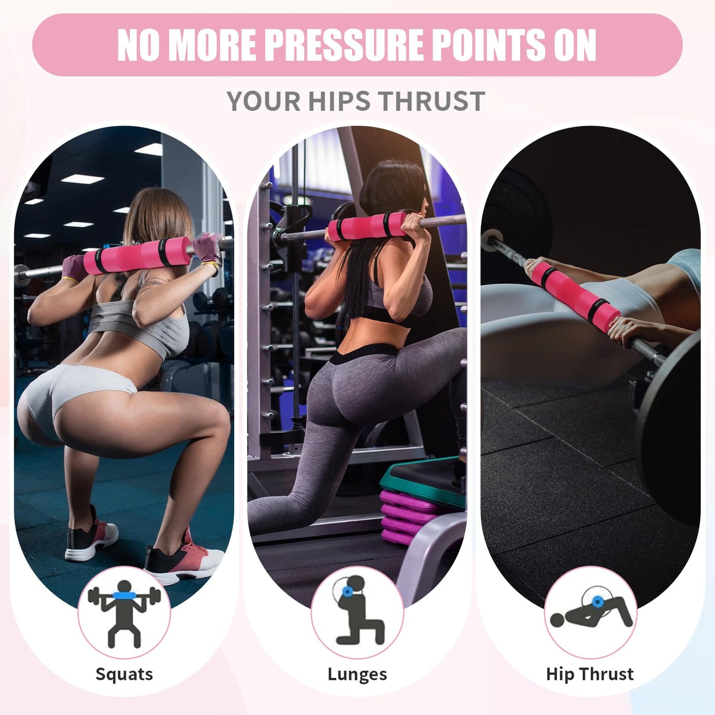 Fulynmen 9Pcs Barbell Pad Set, Hip Thrust Pad, Squat Pad, Gym Accessories Essentials Women Equipment With Barbell Pad for Hip Thrust, 2 Lifting Wrist Straps for Weightlifting, 2 Ankle Straps for Cable Machines, 3 Resistance Bands for Working Out, Carry Ba