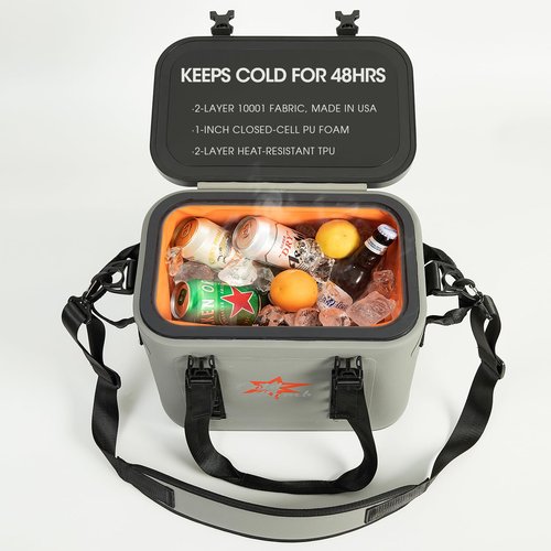 COLD BOMB Magnetic Portable Cooler Bag, Cold Retention Soft Coolers 18 Can Insulated Soft Sided Cooler with Waterproof Bag (Gray-Bag)