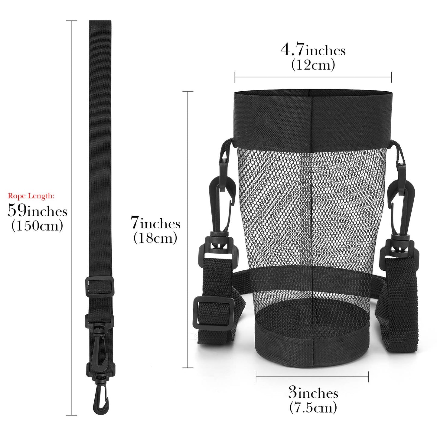 Linkidea 2 Pack Mesh Tumbler Carrier with Strap Compatible with 30oz YETI Rambler, Greens Steel Beast, RTIC Tumbler, Lightweight Waterbottle Net Sling Holder, 59'' Long Shoulder Strap