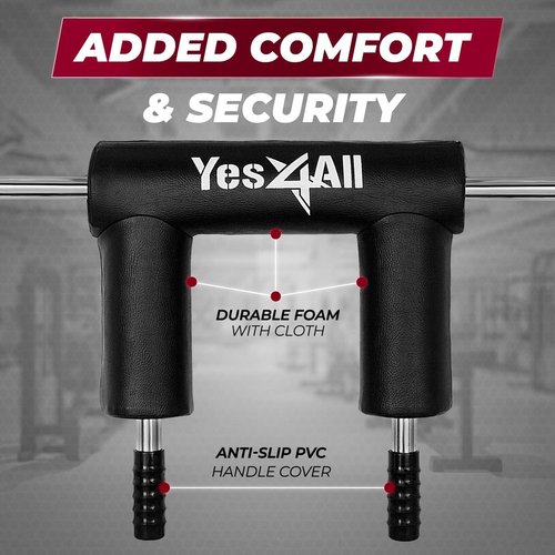 Yes4All Anti-Slip Squat Bar Attachment 1000LB Capacity/Fitness Squat Olympic Bar, Comfortable Neck Pad and Shoulder Pads, Comfortable Handle for Effective Weights Strength Training & Bodybuilding