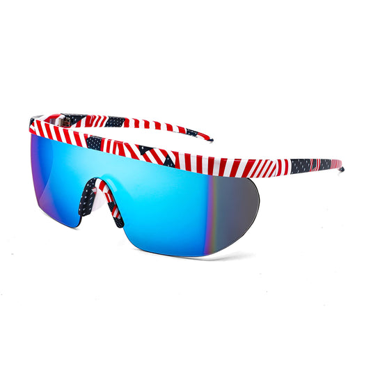 FEISEDY Oversized Mirror Shield Sport 80s Sunglasses Ski Goggles Flat Top One Piece Futuristic Visor Women Men B2522