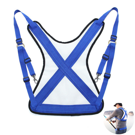 Frdhee Fishing Shoulder Back Harness, Adjustable Fishing Fighting Belt Sea Fishing Rod Holder Vest for Fishing Big Fish, Small, Blue