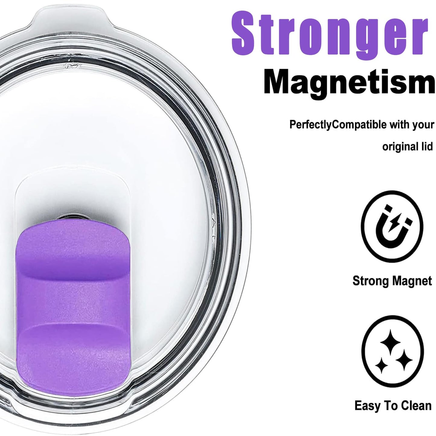 6 Pack Magnetic Slider Replacement, Compatible with Yeti 10 oz 14oz 16 oz 20 oz 26 oz 30 oz Magnetic Lids (Purple White Red Orange Teal Pink)