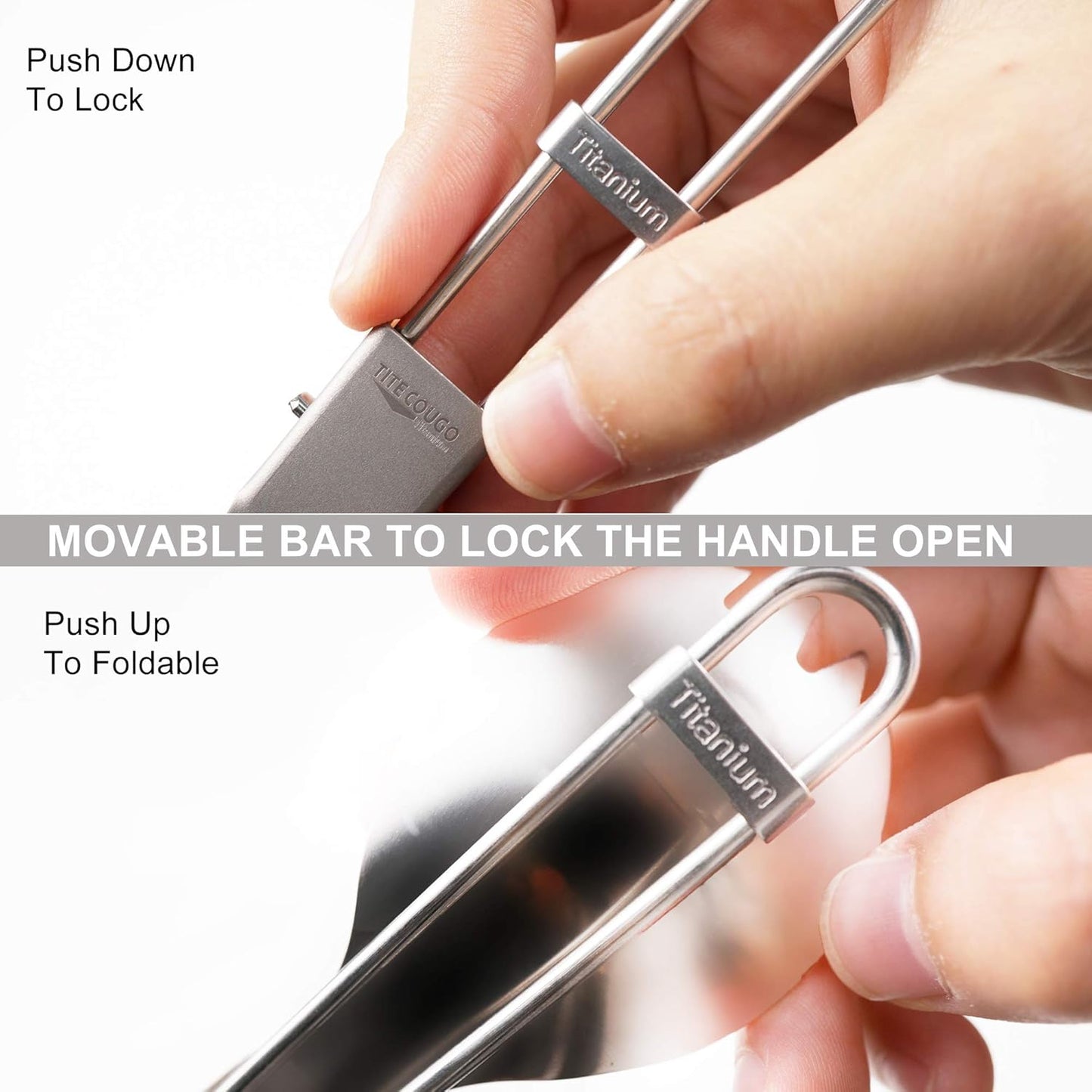 Ultralight Titanium Spork for Camping - Folding Spoon & Fork Combo, 18g