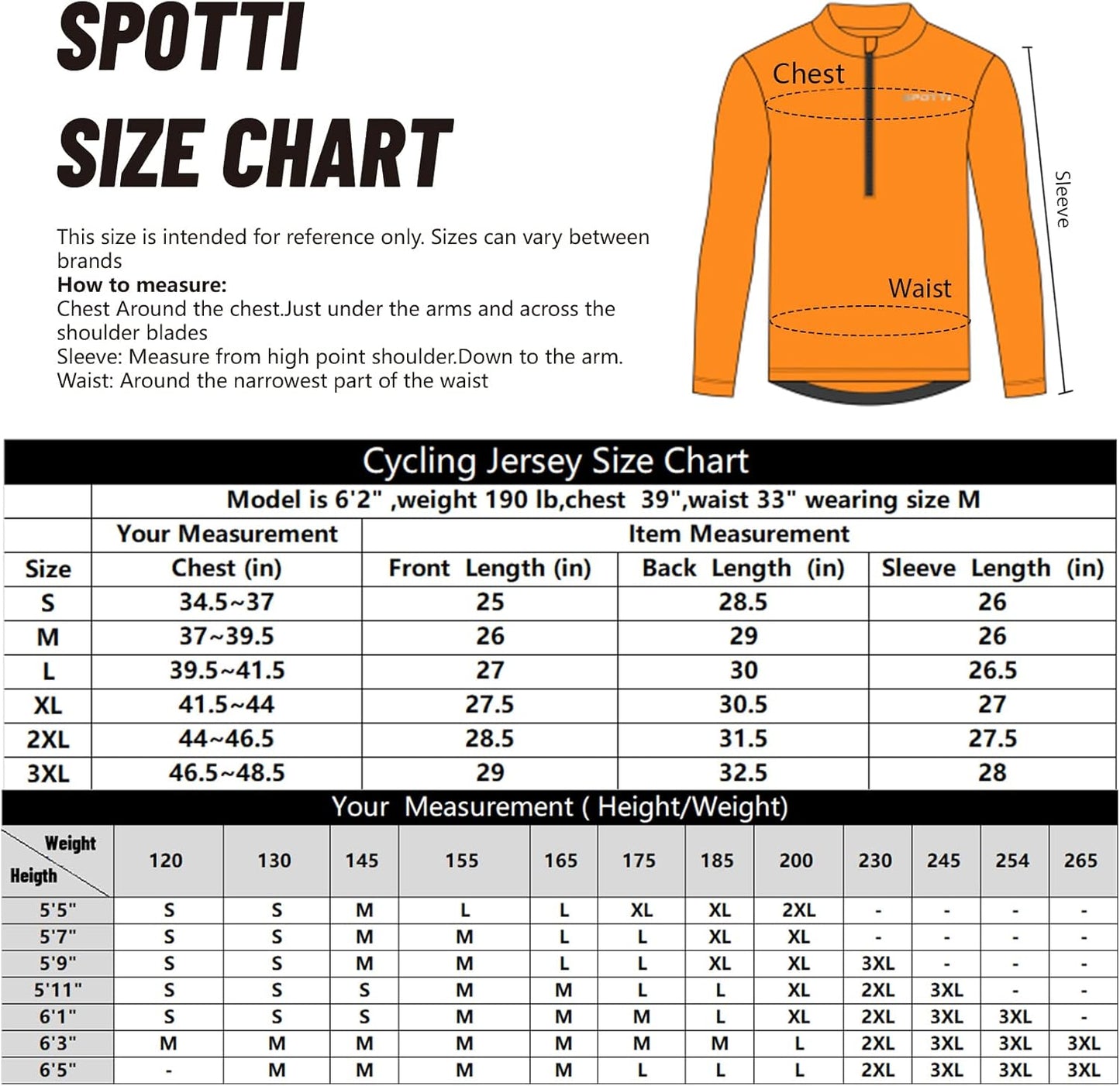 Spotti Men's Cycling Bike Jersey Long Sleeve with 3 Rear Pockets - Moisture Wicking, Breathable, Quick Dry Biking Shirt