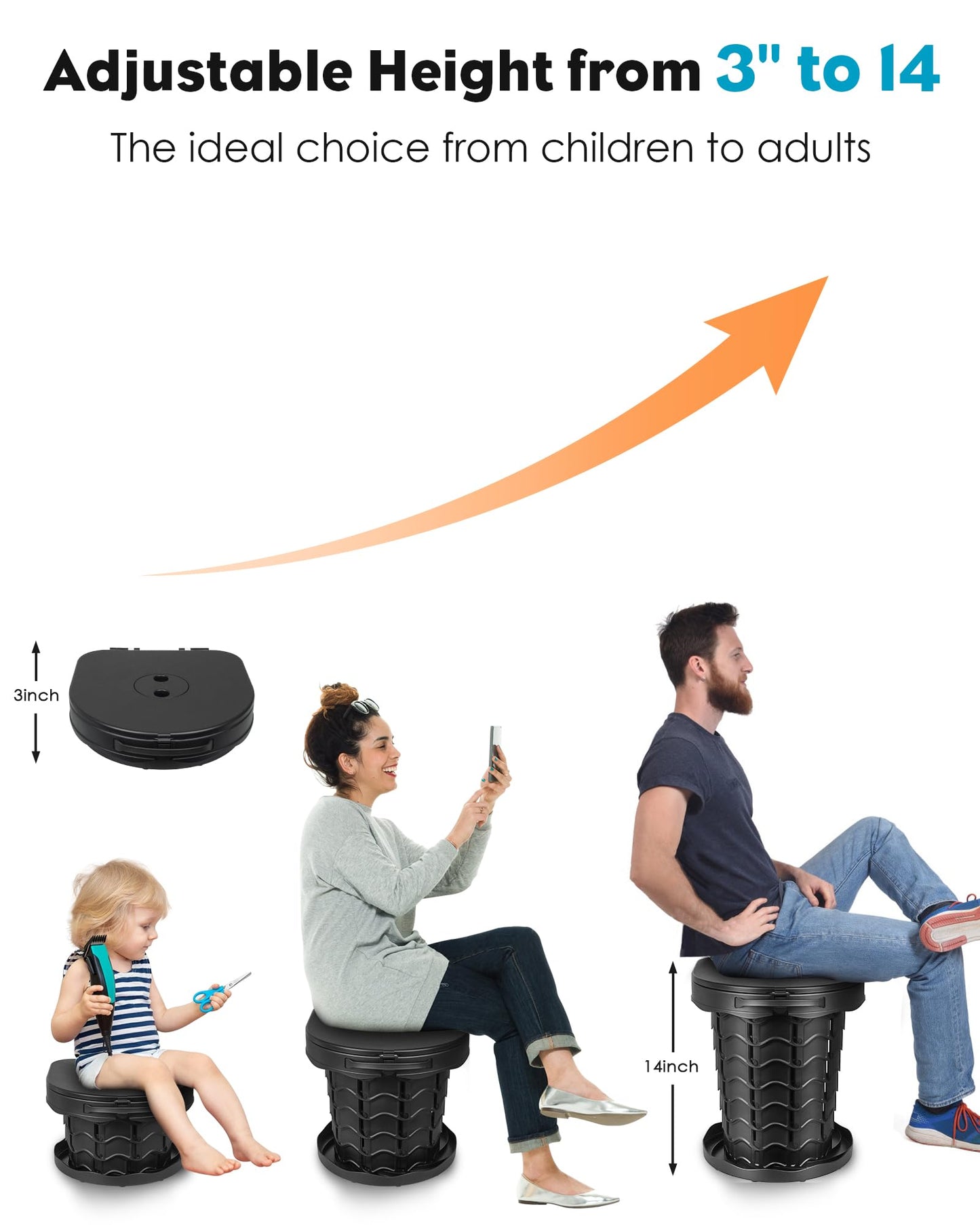 Aboutool 2 Pack Portable Toilet for Adults, Adjustable Height Camping Toilet, Emergency Toilet for Car, Travel, Camping, and Hiking, Comfortable Portable Potty for Adults with 20 Bags