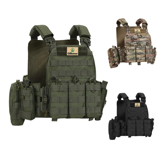 Cilbmua Tactical Vest Quick Release for Men Outdoor Molle Airsoft Vests Adjustable Breathable Weighted Gear for CS/Training (Green)
