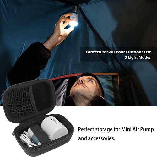 Leayjeen Case Compatible with FLEXTAILGEAR Portable Air Pump MP2 Pro/TINY Electric Air Pump, Holder for Max Pump 2 Pro Mattress Pump, Box with Mesh Pocket for 5Pcs Nozzle and Charging Cable（Case Only）