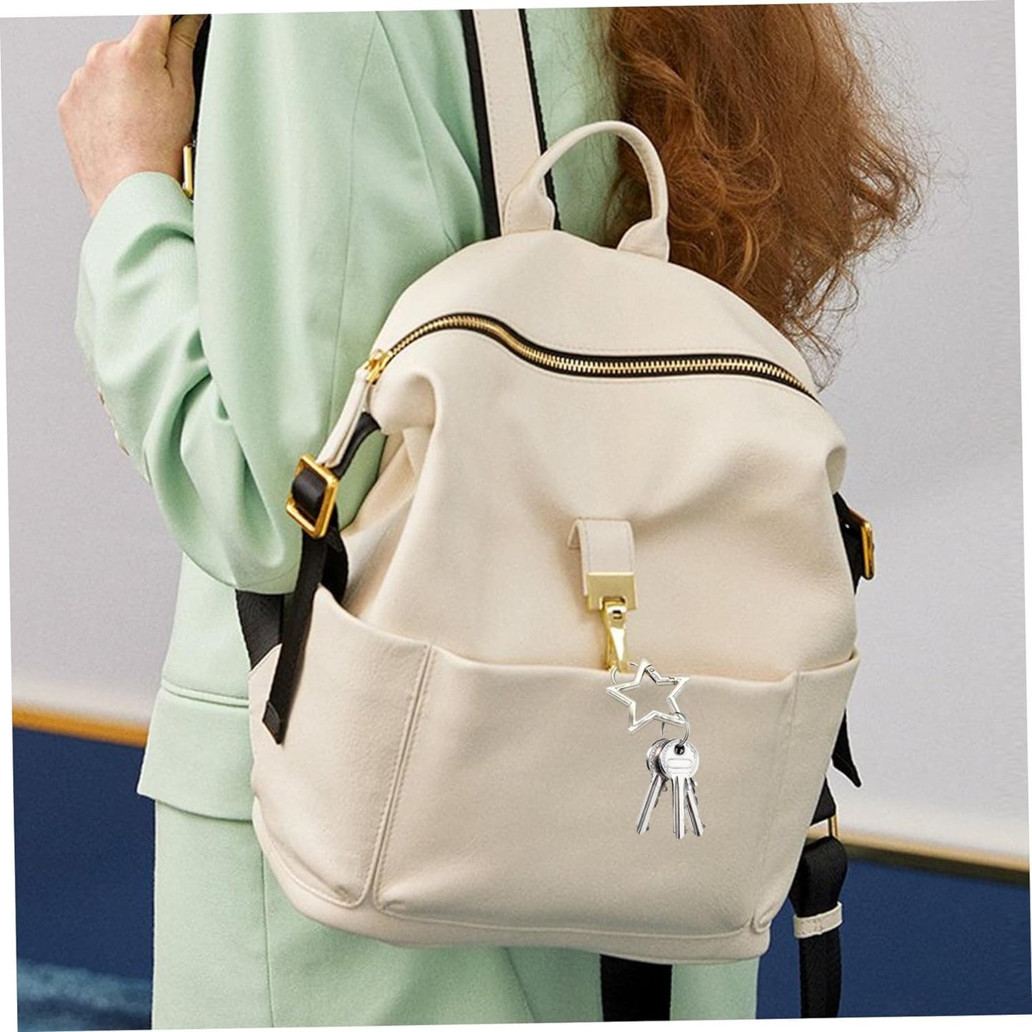 Jowxsx 2Pcs Silver Star Carabiner Clip,Keychain Metal Key Ring Heavy Duty Star Keychain Clip Polished Cute for Sports and Outdoors Craft Making Locking Carabiners Accessory