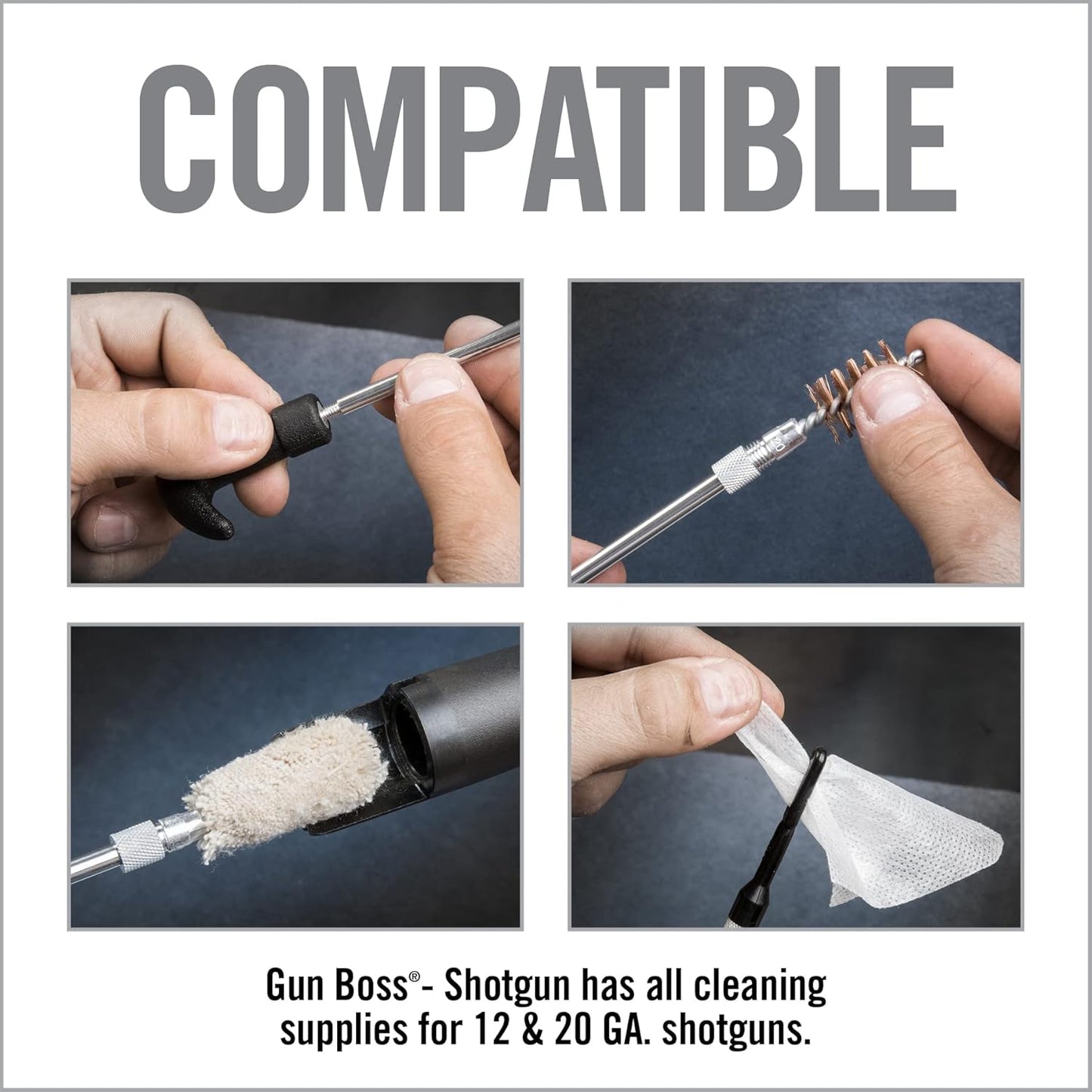 Real Avid Shotgun Cleaning Kit – Compact Cleaning Case for 12 and 20 Gauge with 7 Section Rod, Bronze Brushes, Mops, Bore Patch Tip, Thread Adaptor and 50 Patches - Trap & Hunting Maintenance Kit