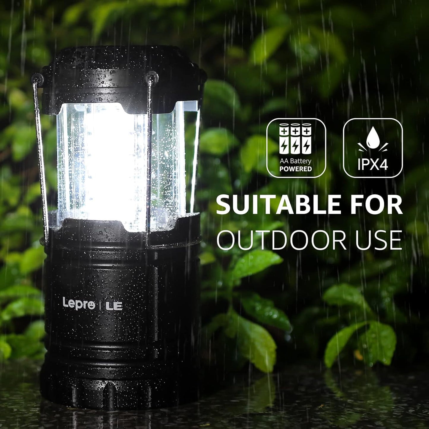 Super Bright LED Camping Lanterns - Portable, Battery Powered, IPX4 Water Resistant - 2 Pack Emergency Lights for Hurricane & Storm Preparedness