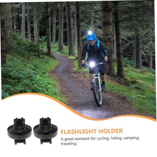 Parliky 2Pcs Adjustable Flashlight Holder for Cycling Hiking Camping Rotating Torch Light Brackets Plastic Front Light Mounting Clips Black
