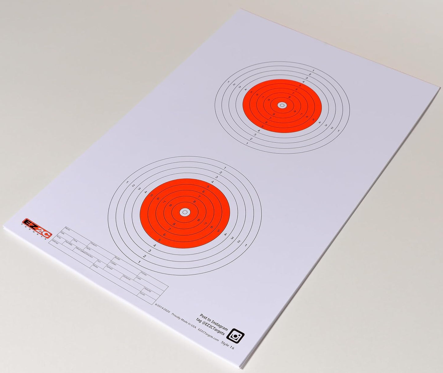 EZ2C Targets Made in USA Style 16 Scoring 50 Meter Air Gun Shooting Target Paper Rifle 11"x17" (25 Count)
