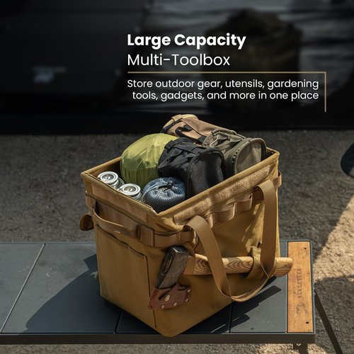 OneTigris Camping Storage Bag with Lid, 25L Collapsible Tactical Tote Bag for Outdoor Camping Travel Picnic Garage Trunk Organizer