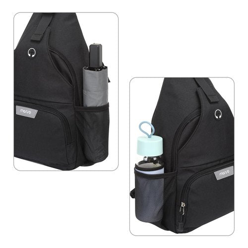 MOSISO Sling Backpack Travel Hiking Daypack, Crossbody Convertible Sling Bag with Front Pocket One Shoulder Chest Bag, Black
