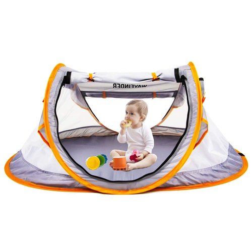 Poray Portable Baby Beach Tent with UPF 50+ Sun Shelter,Mosquito Net and Sunshade, Ideal Pop Up Kids Travel Tent with Carry Bag & 2 Stakes,Outdoor Indoor Play and Sun Protection