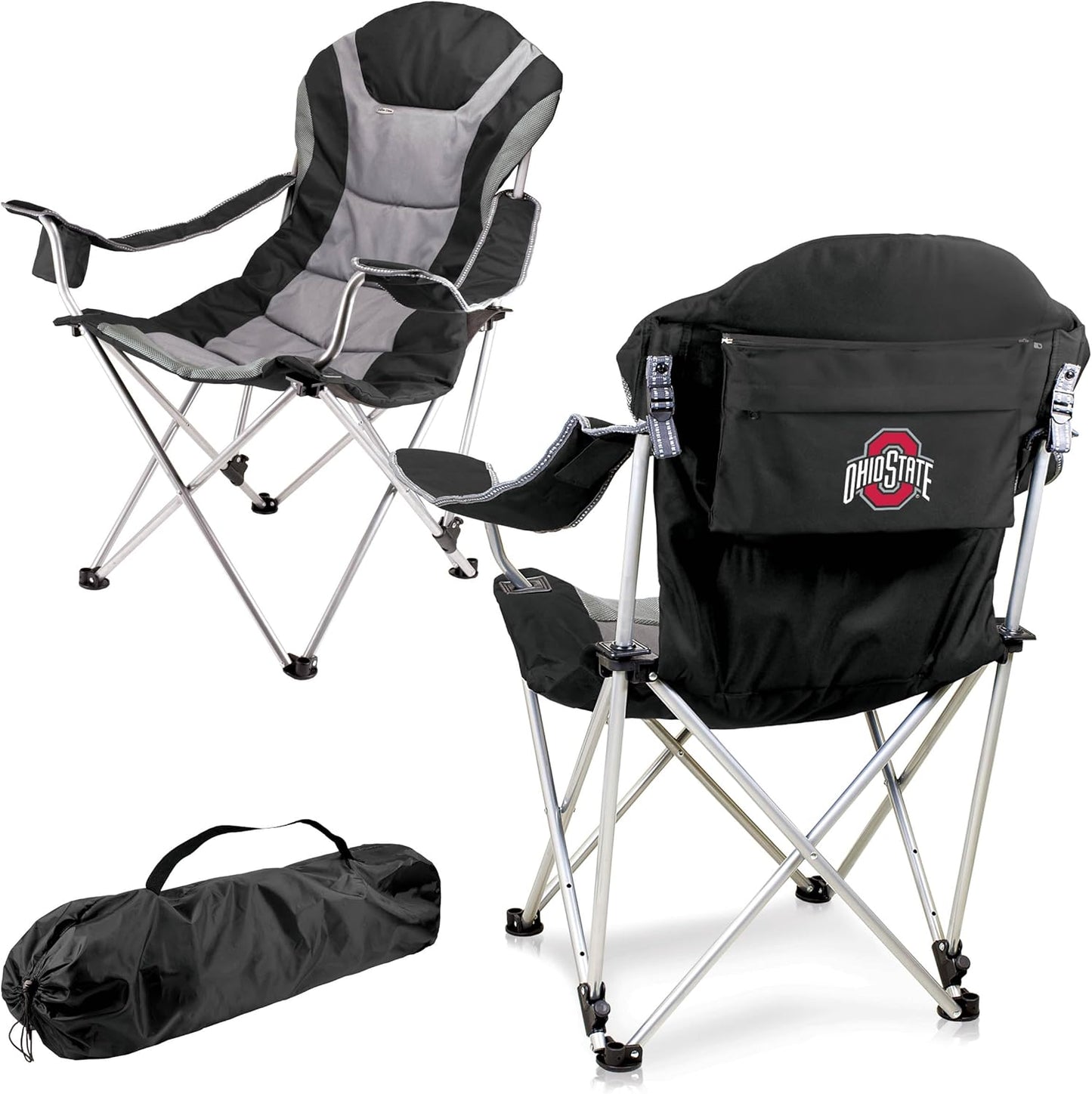 PICNIC TIME NCAA Arkansas Razorbacks Reclining Camp Chair - Beach Chair for Adults - Sports Chair with Carry Bag