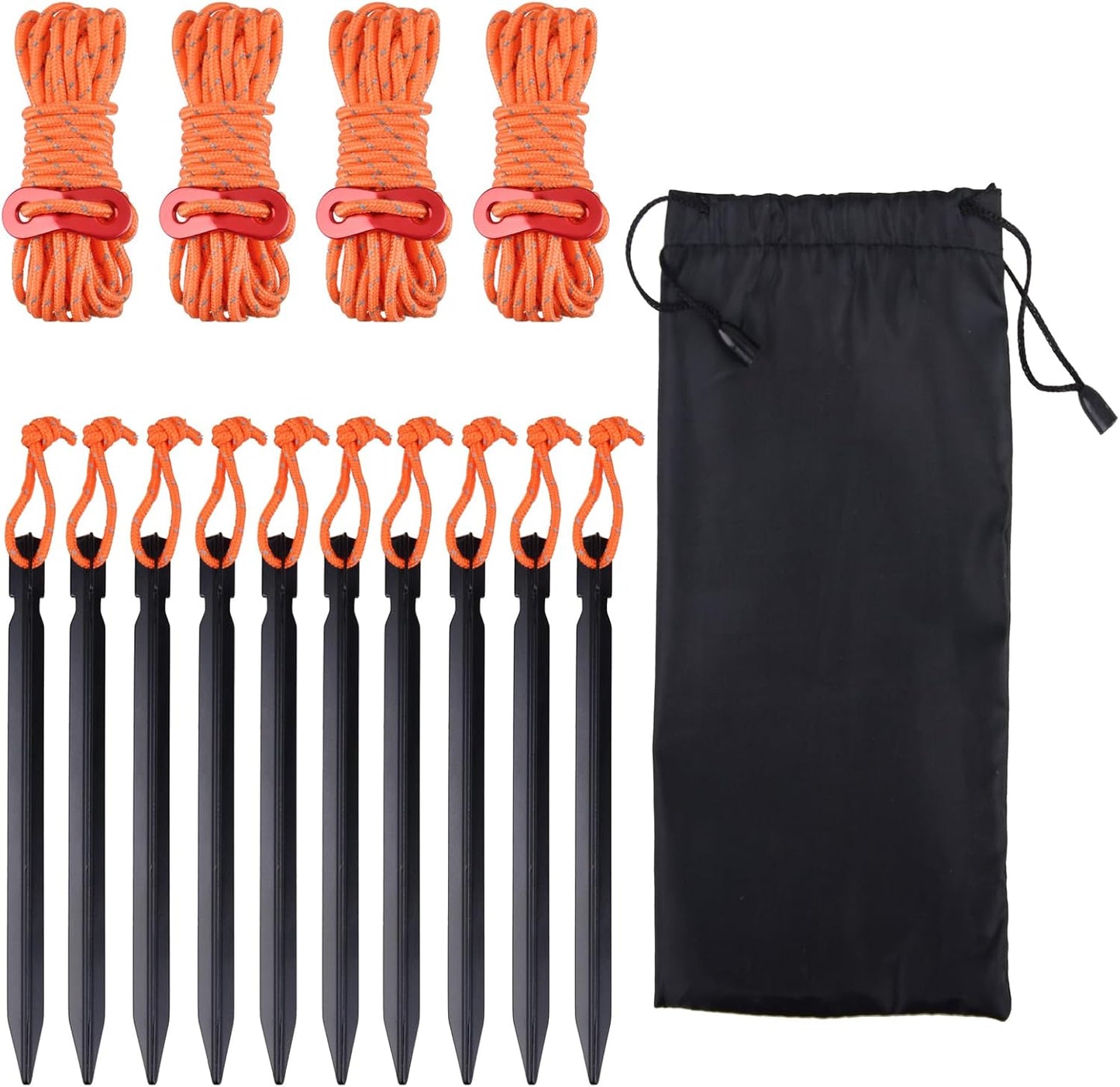 TRIWONDER Reflective Guyline, Tent Cord Nylon Paracord Rope with Guyline Adjuster for Camping Tent, Outdoor Packaging (Black - 4 Pack)