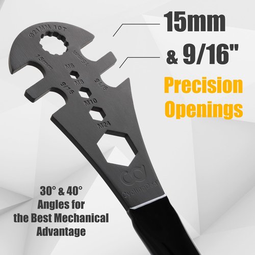 CyclingDeal Multi-Function Bicycle Pedal Wrench 15mm & 9/16" Spanner - 41cm/16 Extra Long Handle Comfortable Grip - Great MTB Road Bike Pedal Removal Tool