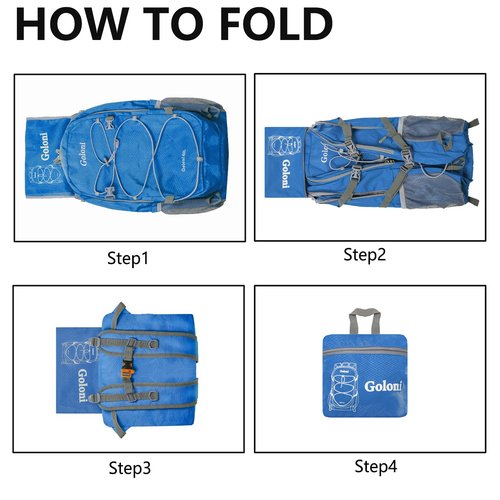 Goloni Ultra Lightweight Packable Backpack 40L - Foldable Hiking Backpack Water Resistant Small Foldable Daypack for Travel,Po Blue