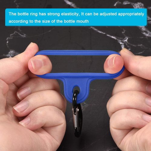 PATIKIL Silicone Water Bottle Clip with Buckle, 3 Pack Drink Holder Hook Keychain Clip Ring for Outdoor Activities Daily Use, Dark Blue Black