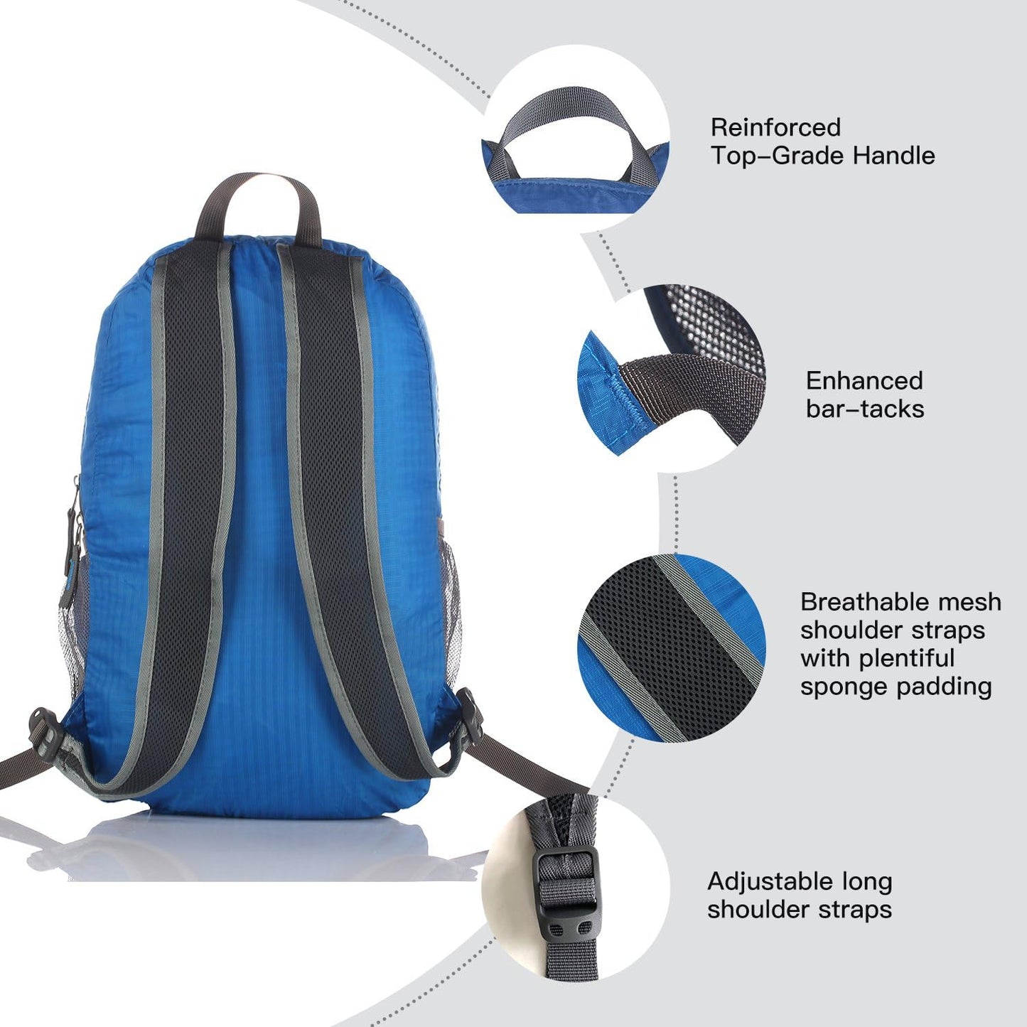 Outlander Packable Handy Lightweight Travel Hiking Backpack Daypack, Black