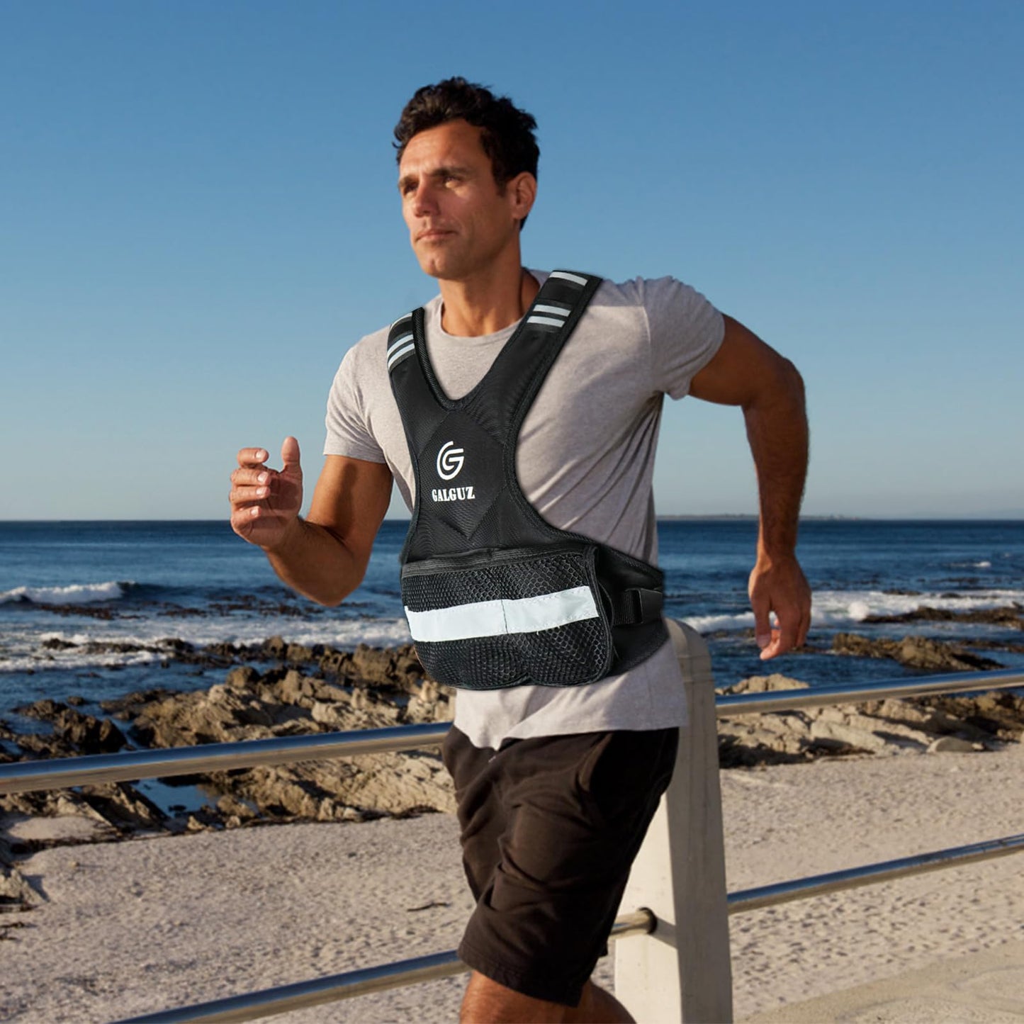 Galguz Adjustable Weighted Vest for Women, 4-10lb Vest with 6 Ironsand Weights for Strength Training, Adjustable Weight Vest with Reflective Strip for Night Use(4-10lb)