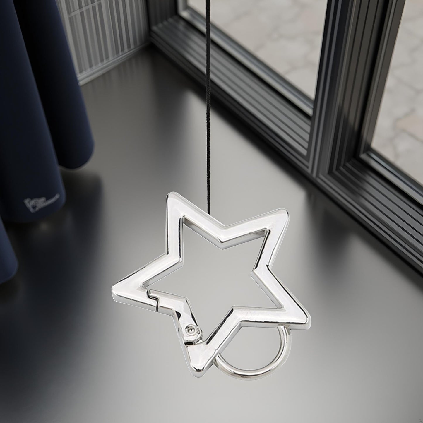 JJLFresheners Silver Star Shaped Stainless Steel Carabiner Snap Hook Holder Keychain Clip Carabiner Hook Clip Key Holder Accessory, Car Keychain