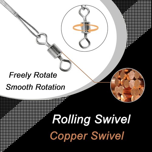 QISHUO Steel Swivel Fishing Leaders Freshwater Wire Stainless Fishing Leader Saltwater Fishing Rigs Wire Leaders Lures White Nickel, #4, 50lb, 11.8in, 30pcs