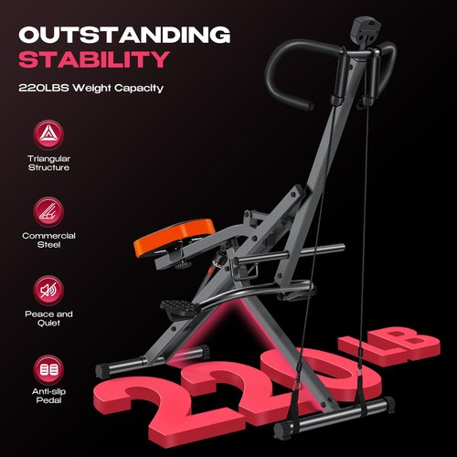 BODY RHYTHM Squat Machine for Home Gym, Squat Assist Trainer, Rowing Machine for Full Body Workout, 220 LBS Loading Capacity (Black)
