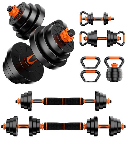 Stepwaver Adjustable Dumbbell Set 50LBS Free Weights Dumbbells,4 in1 Weight Set,Dumbbell, Barbell, Kettlebell, Push-up, Home Gym Fitness Workout Equipment for Men Women