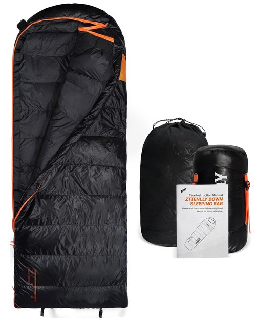 ZTTENLLY Down Sleeping Bag for Adults - Lightweight and Compact for Backpacking, Camping and Hiking - 550/600 FP, 0/20/30 Degree and 4-Season Sleeping Bag for Cold Weather
