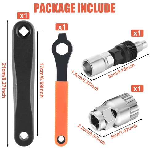 Chumia 4 Pcs Bike Crank Removal Tool Including 1 Pc Bike Crank Extractor 1 Pc Bottom Bracket Remover 1 Pc 16mm Spanner 1 Pc Crank Arm Left Bike Repair Tool Kit for MTB Mountain Bike Road Bike