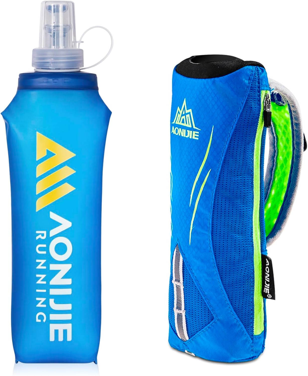 Geila Handheld Water Bottle for Running, 17 oz Grip Handheld Bottle with Hand Strap Hydration Pack, Sport Soft Flask