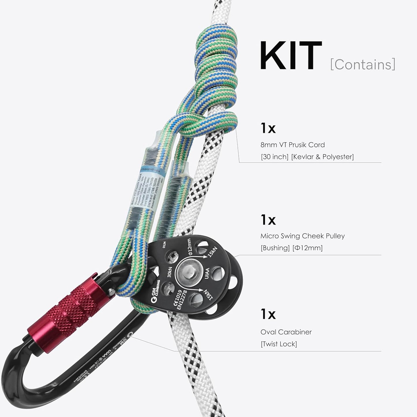 GM CLIMBING Swing Cheek Micro Pulley 30kN CE UIAA Certified