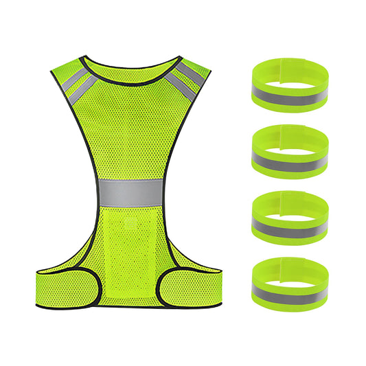 GOOFIT Reflective Vest, High Visibility, Breathable Vest, Lightweight Vest, Adjustable Reflectors for Running, Bicycle, Cycling and Jogging, for Men Women, with 4 Reflective Bands