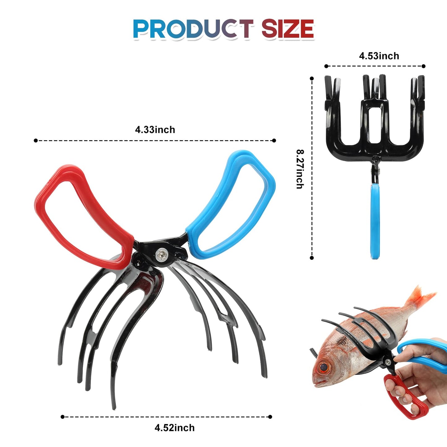 Fish Claw Gripper, Fishing Pliers Gripper, 3 Claw Fish Gripper, Metal Fish Control Clamp Tong Tackle Tool, Multi-Functional Lightweight Non-Slip Fish Claw Gripper for Catch Fish Fishing Accessories