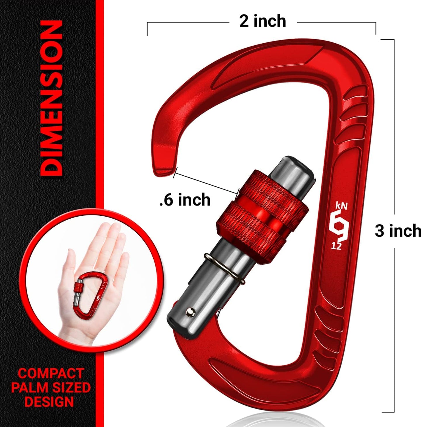 12kN (2697 lbs) Heavy Duty, Locking, Auto Locking, Wiregate Carabiner Clips, for Securing Pets, Outdoor, Camping, Hiking, Hammock, Dog Leash Harness, Keychains