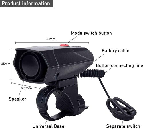 DAWAY A14 Electric Bike Horn - 110dB Loud Alarm with 5 Sound Modes & Free Screwdriver - Perfect Cycling Safety Gift for Kids & Adults