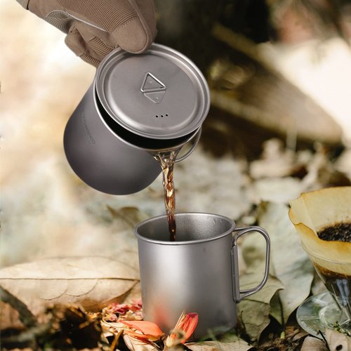 HUIOP Titanium Pot, 750ml, Silver, Uncoated, 4.5oz, Camping Pot with Lid and Storage Sack