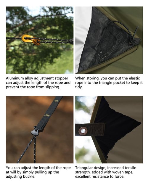 Travel Bird Ultralight Tarp, 14ft Hammock Rain Fly Lightweight Waterproof Camping Tent Tarp with Doors, Bushcraft Tarp Shelter for Backpacking Hiking Camping