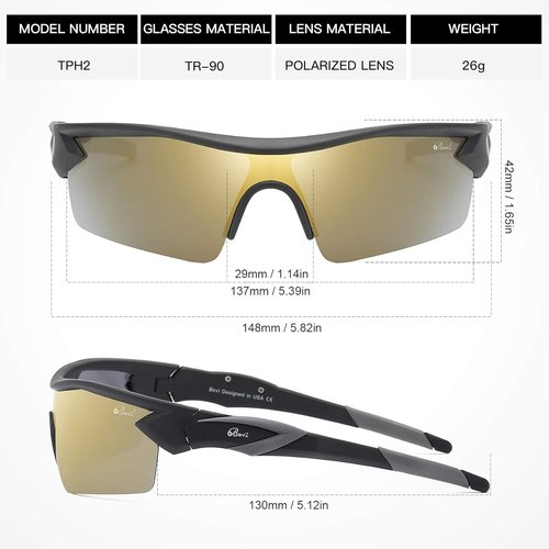Bevi Polarized Sports Sunglasses TR90 Unbreakable Frame for Men Women Running Cycling Golf Baseball